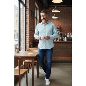 Giorgio Brutini Collezioni Dress Shirt Long Sleeve Button Up Large 16-16 1/2 V1